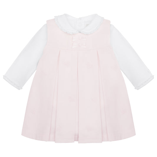 Emile Et Rose Kendall Pink 2 Piece Twill Pinny With Embroidered Hearts And Body Vest 8473PP