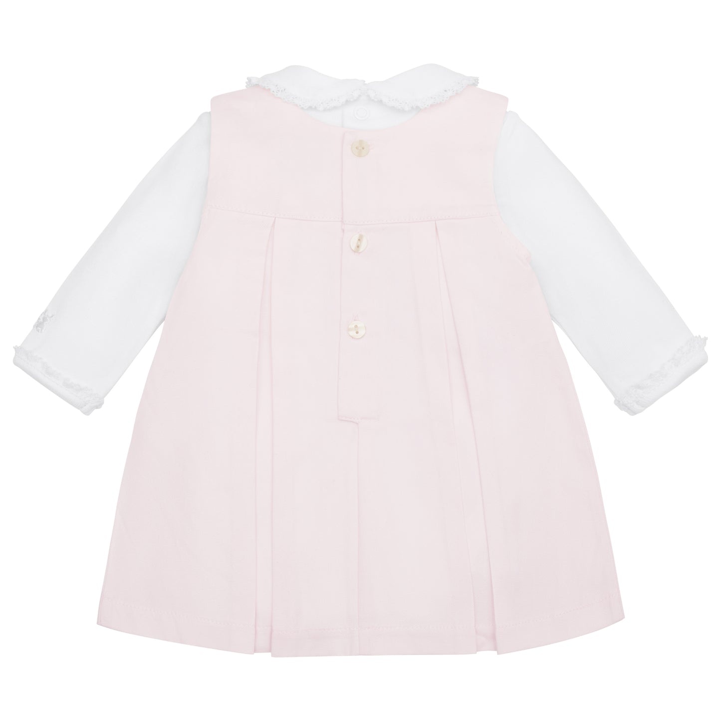 Emile Et Rose Kendall Pink 2 Piece Twill Pinny With Embroidered Hearts And Body Vest 8473PP