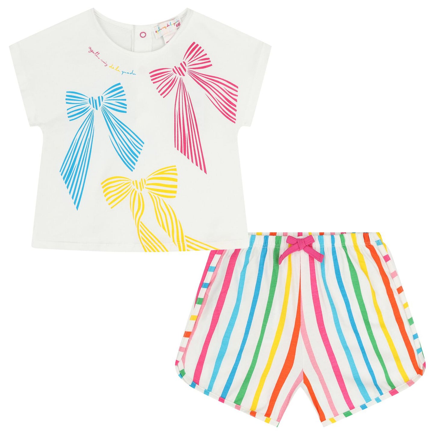 Agatha Ruiz de la Prada Girls Bows T-Shirt & Striped Shorts Multicolor 8700S26