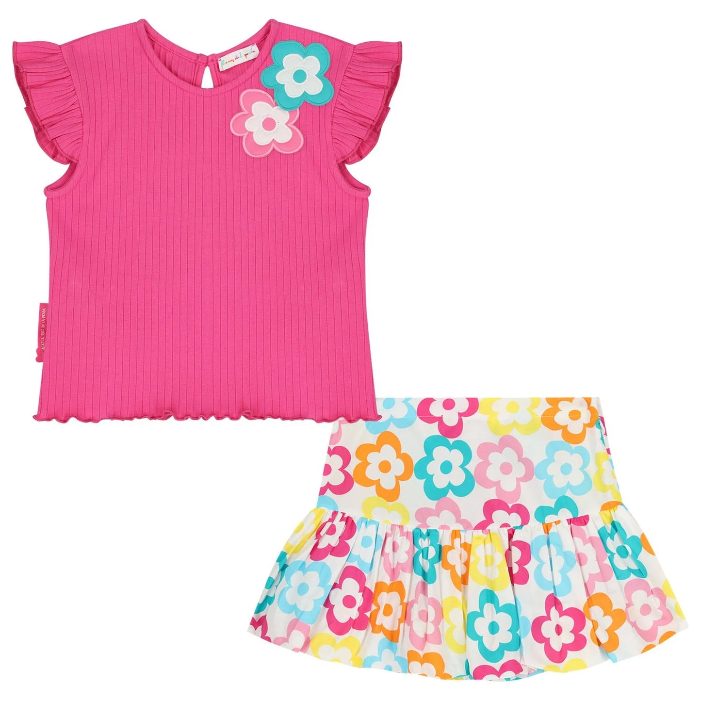 Agatha Ruiz de la Prada Girls T-Shirt with Garden Skirt Fuchsia 8734S26