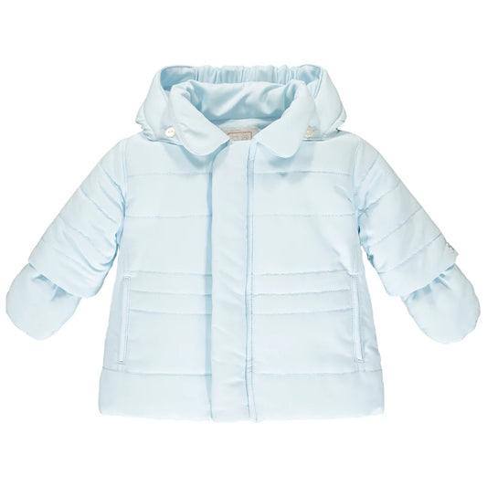Emile et Rose Neil Blue Microfibre Jacket, detachable Hood & Mitts 9286PB