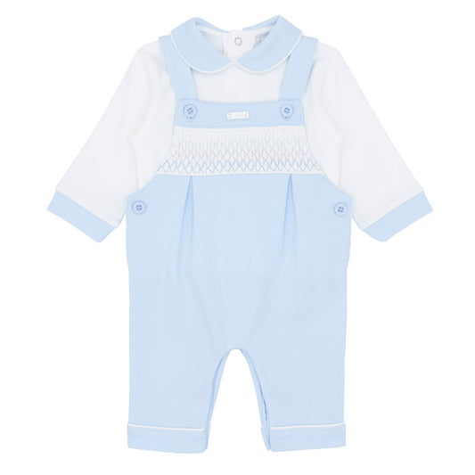 Amore by Kris x Kids Boys Blue Smocked Dungaree Set AM0025