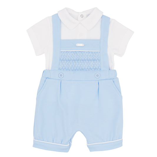 Amore Boys Blue Smocked T Shirt And Bibshort Blue AM0040B
