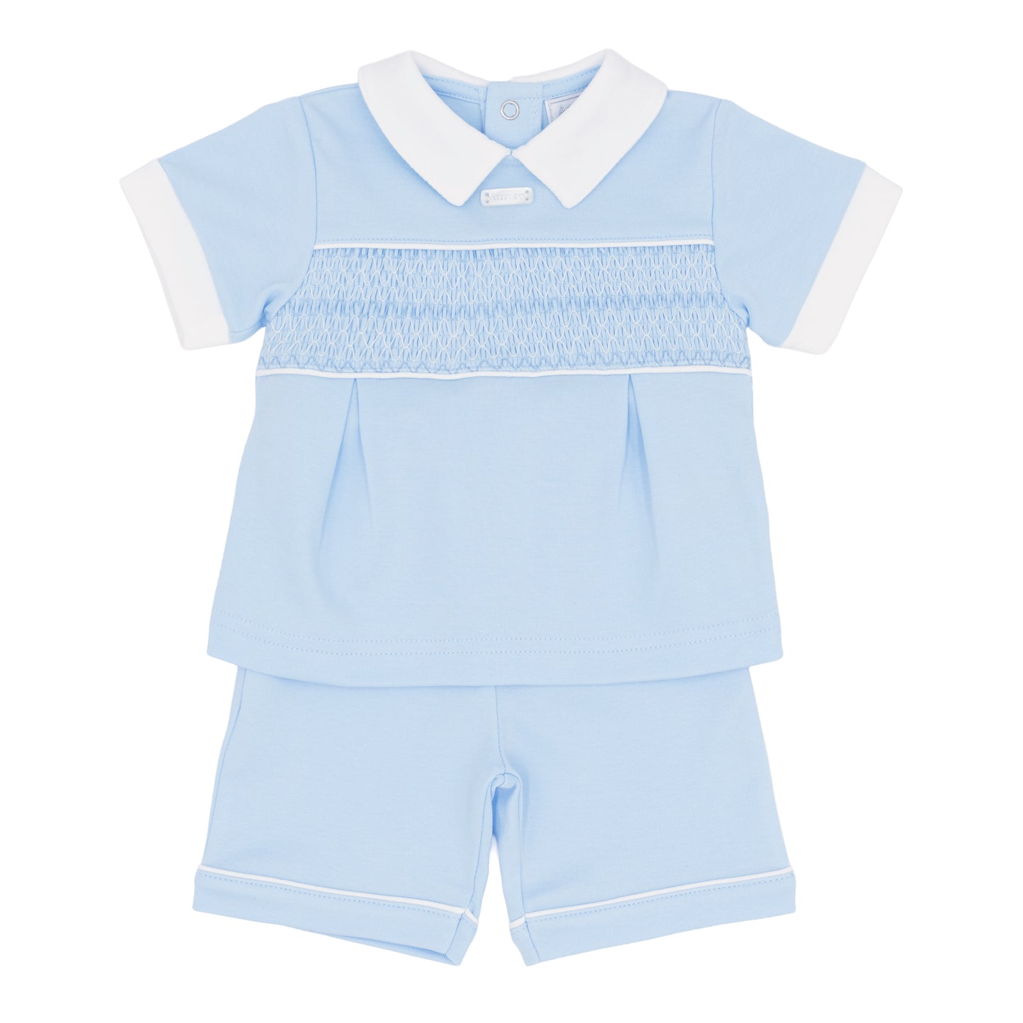 Amore Boys Blue Smocked T Shirt And Short Blue AM0042AB