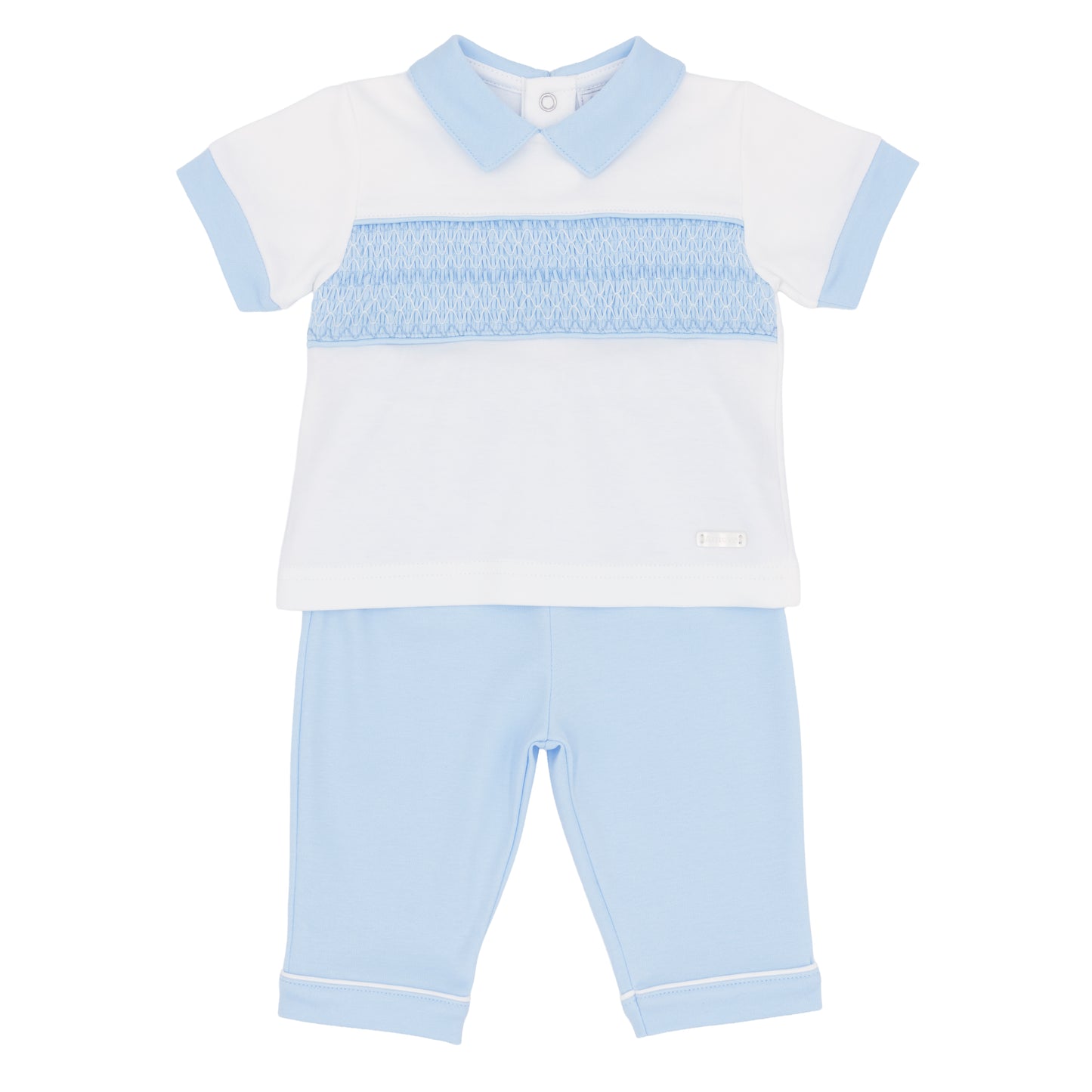 Amore Boys Blue Smocked Top And Trouser Blue AM0043B