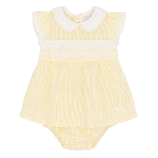 Amore Girls Lemon Smocked Dress And Knickers Lemon AM0072A