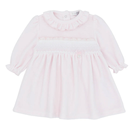 blues baby Beaumont Girls pink smocked velour dress BB2200