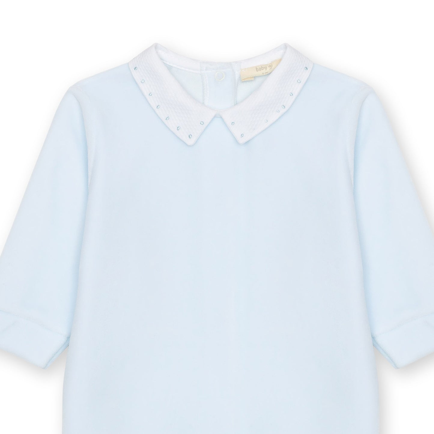 Baby Gi Boys Velour Babygrow with Piqué Collar Blue BG50B