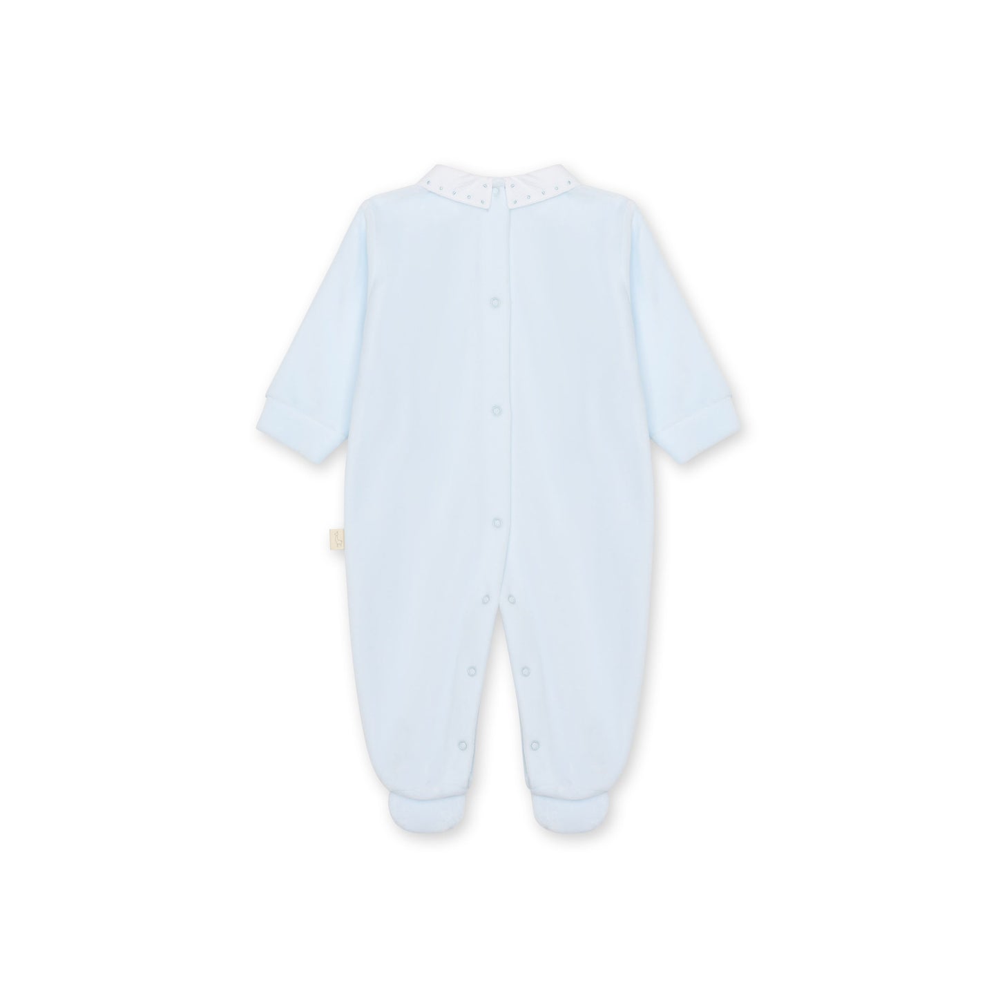 Baby Gi Boys Velour Babygrow with Piqué Collar Blue BG50B
