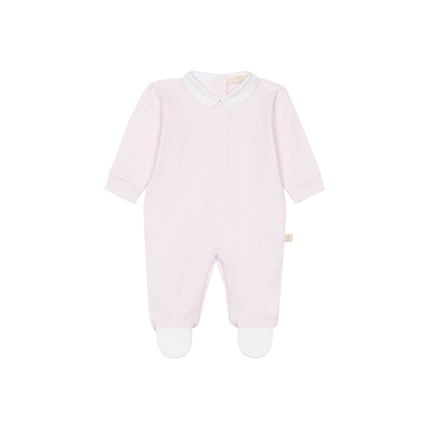 Baby Gi Girls Velour Babygrow with Piqué Collar Pink BG50G