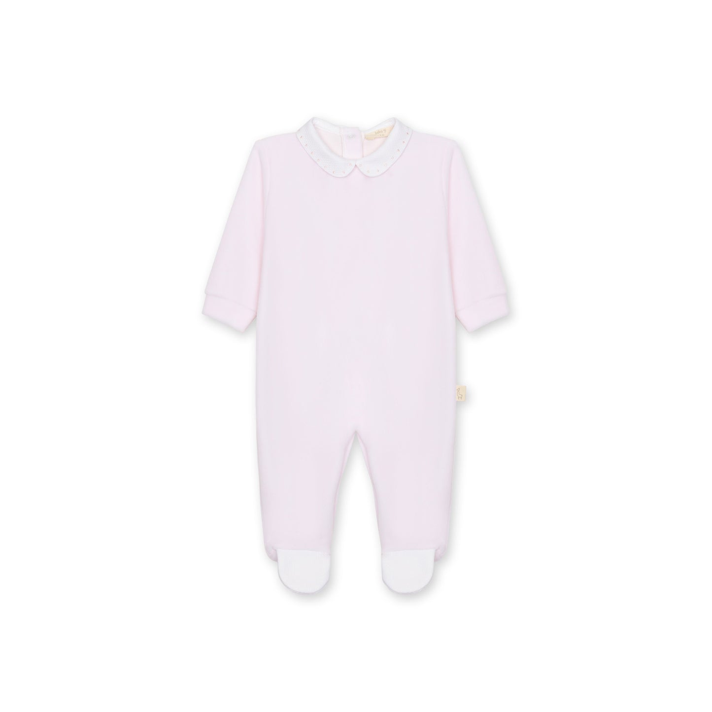 Baby Gi Girls Velour Babygrow with Piqué Collar Pink BG50G