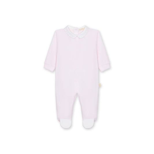 Baby Gi Girls Velour Babygrow with Piqué Collar Pink BG50G