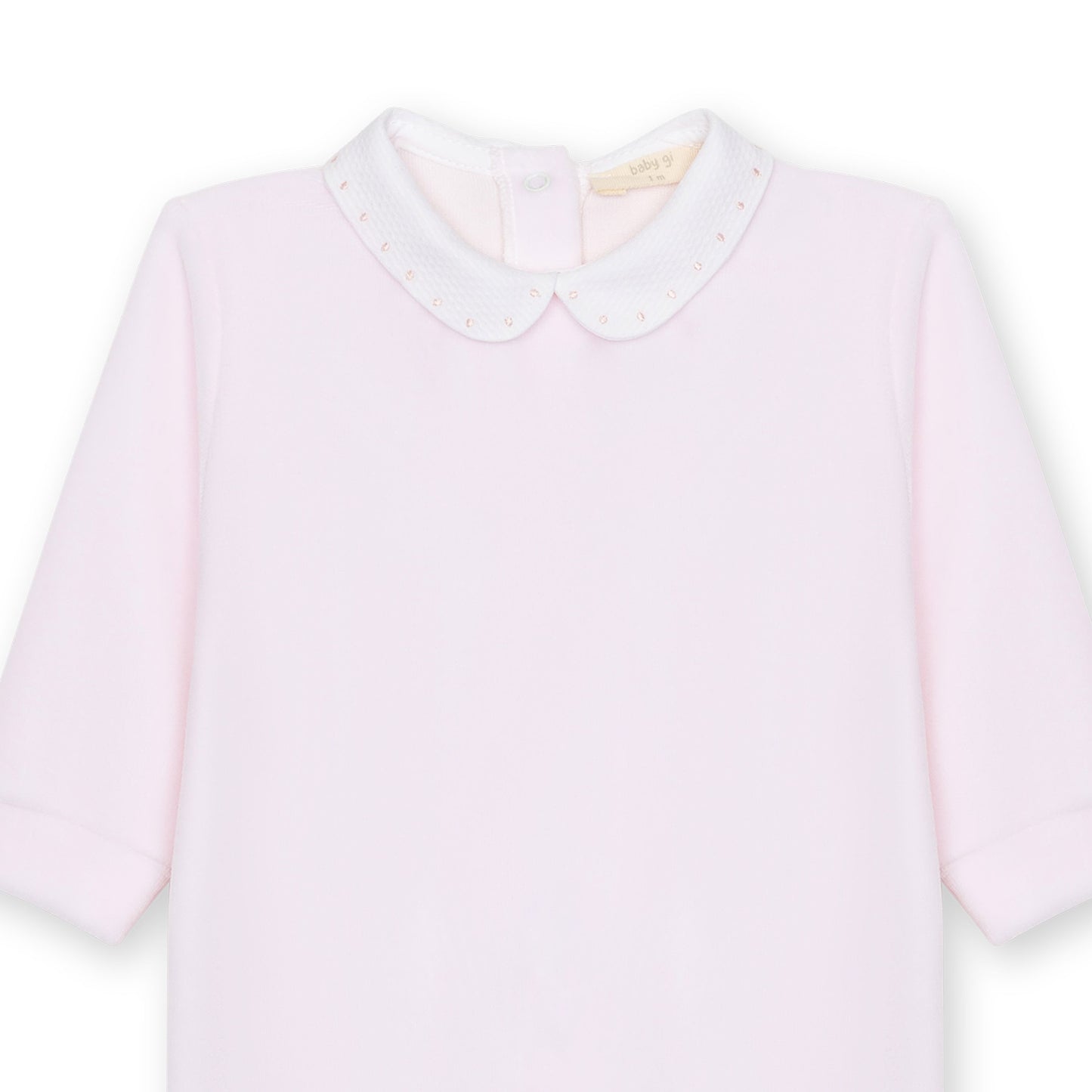 Baby Gi Girls Velour Babygrow with Piqué Collar Pink BG50G