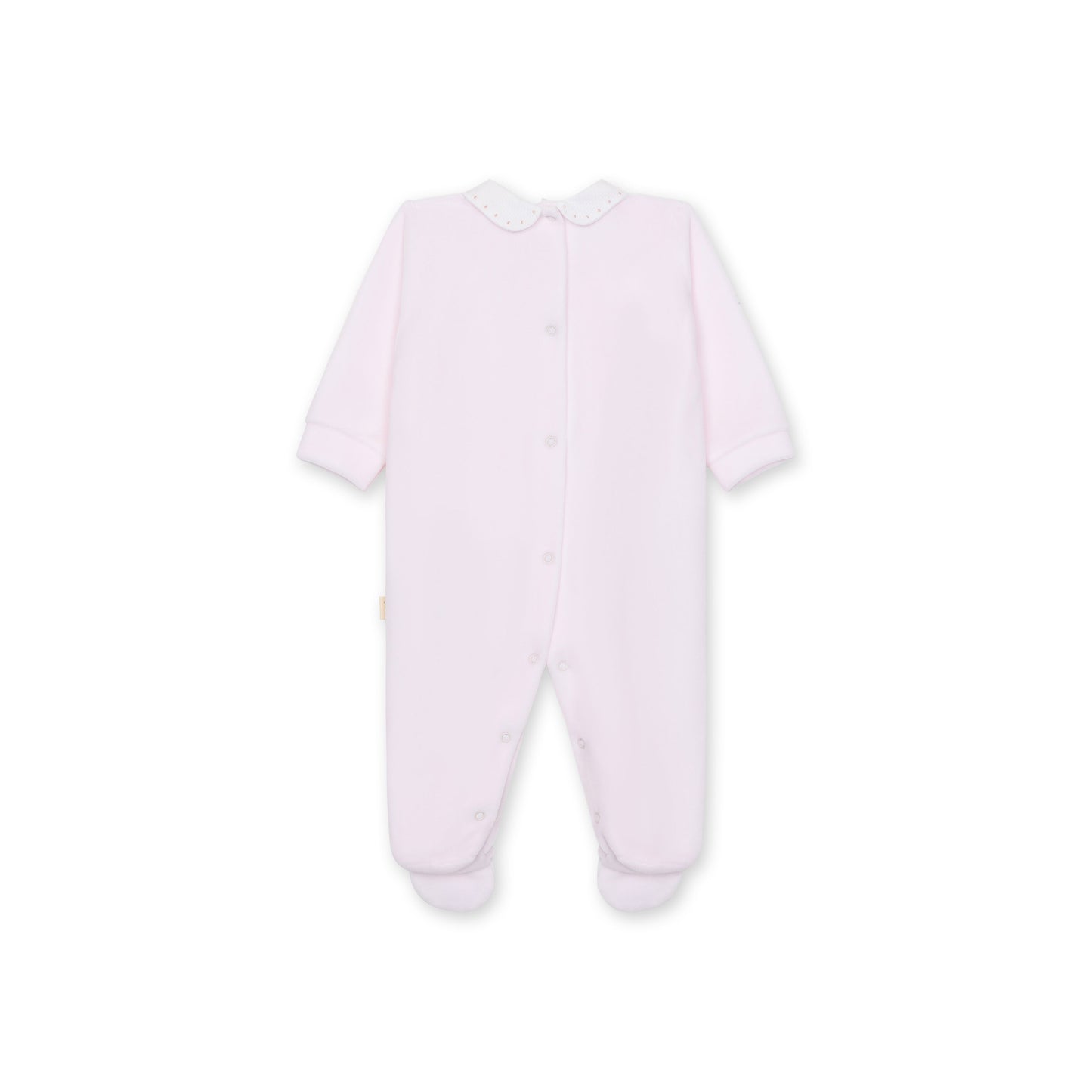 Baby Gi Girls Velour Babygrow with Piqué Collar Pink BG50G