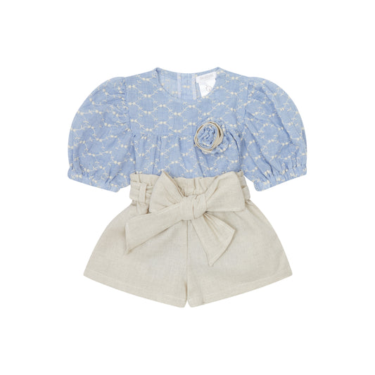 Deolinda Blue/Espresso Positano Short Set Dbv25832
