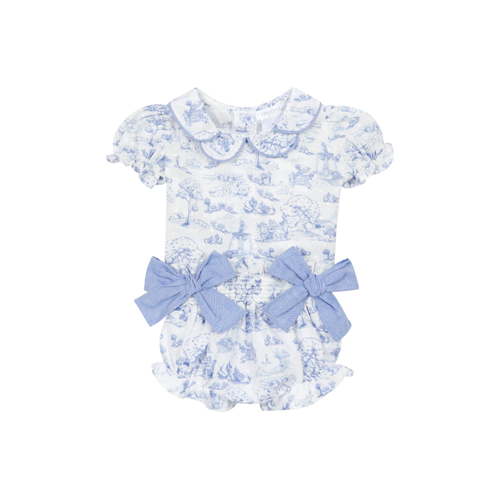 Deolinda Douro Girls White/Blue Bloomers Set Dbv26648