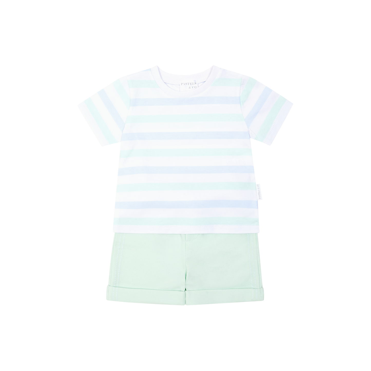 Pastels & Co Tshirt and Shorts Mint/Blue 801JMB