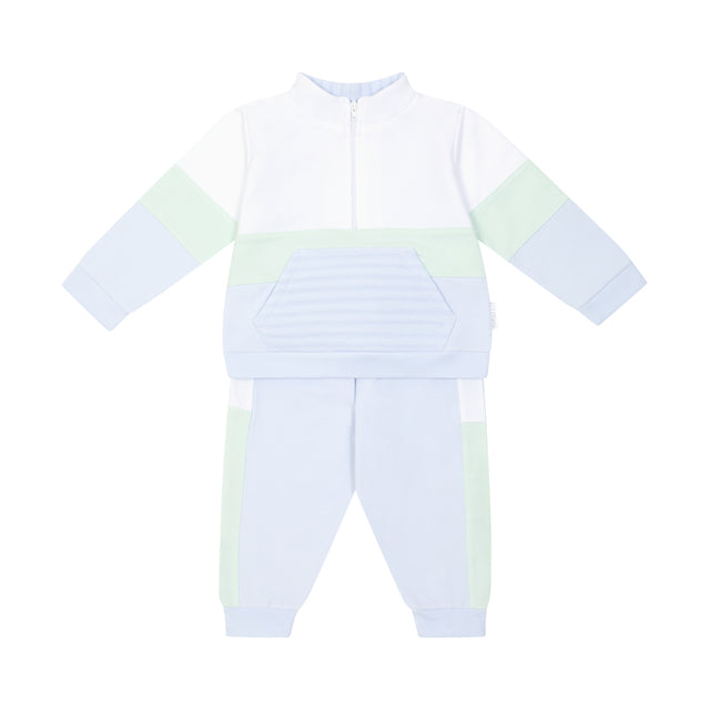 Pastels & Co Boston Beach Hut Blues Zip Neck Jogger Mint/Blue 801K
