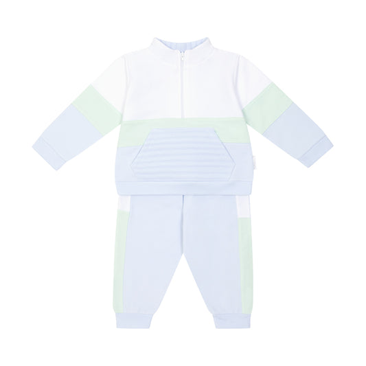 Pastels & Co Boston Beach Hut Blues Zip Neck Jogger Mint/Blue 801K