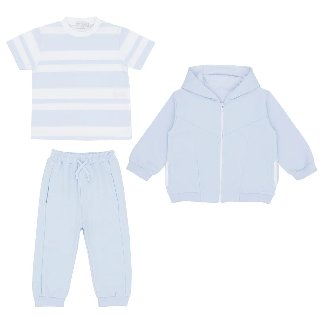 Pastels & Co Hendry Sport Style Classics 3Pc Set With Zip Thru Hoodie Blue Pa-301C