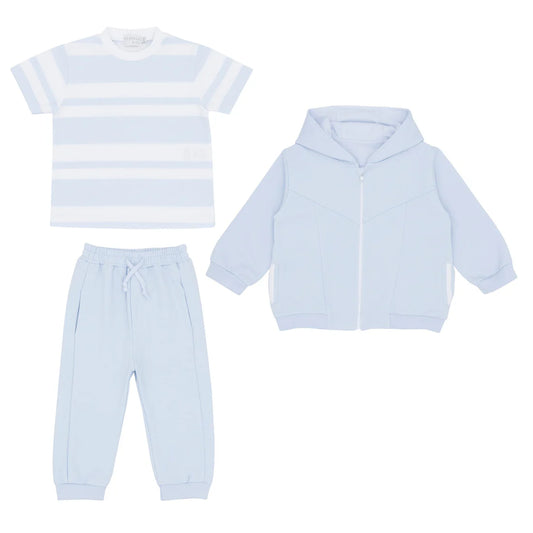 Pastels & Co Hendry Sport Style Classics 3Pc Set With Zip Thru Hoodie Blue Pa-301C