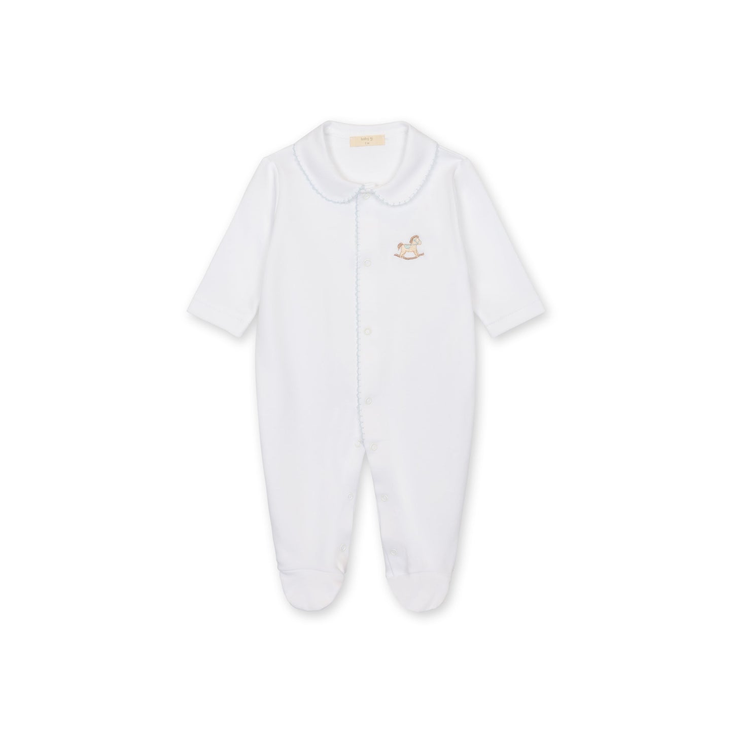 Baby Gi Boys Rocking Horse Babygrow White & Blue RH53BM