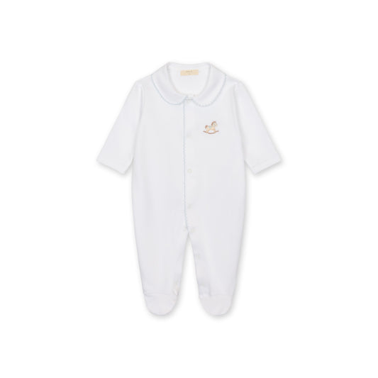 Baby Gi Boys Rocking Horse Babygrow White & Blue RH53BM