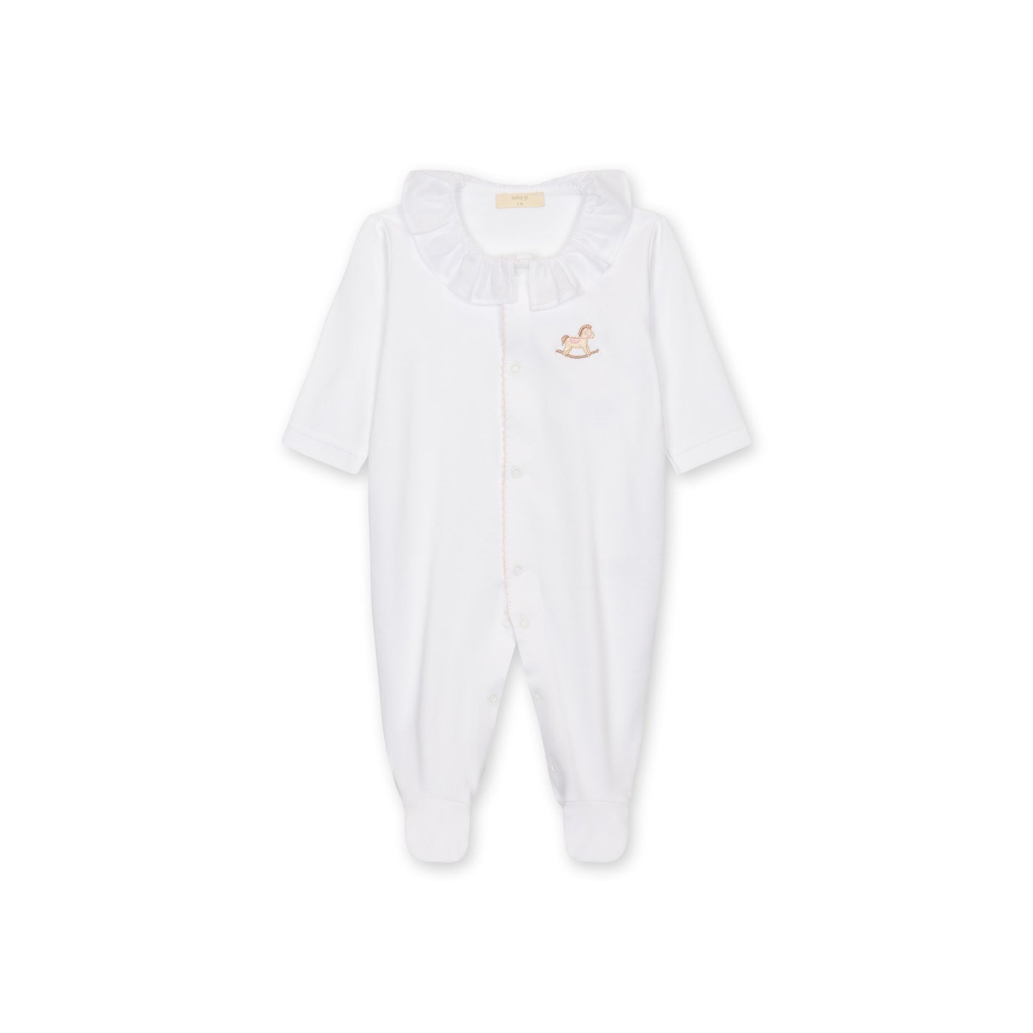 Baby Gi Girls Rocking Horse Babygrow White & Pink RH53GM
