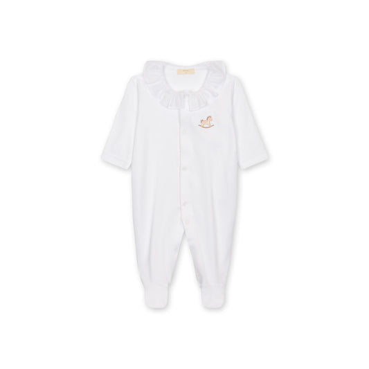 Baby Gi Girls Rocking Horse Babygrow White & Pink RH53GM