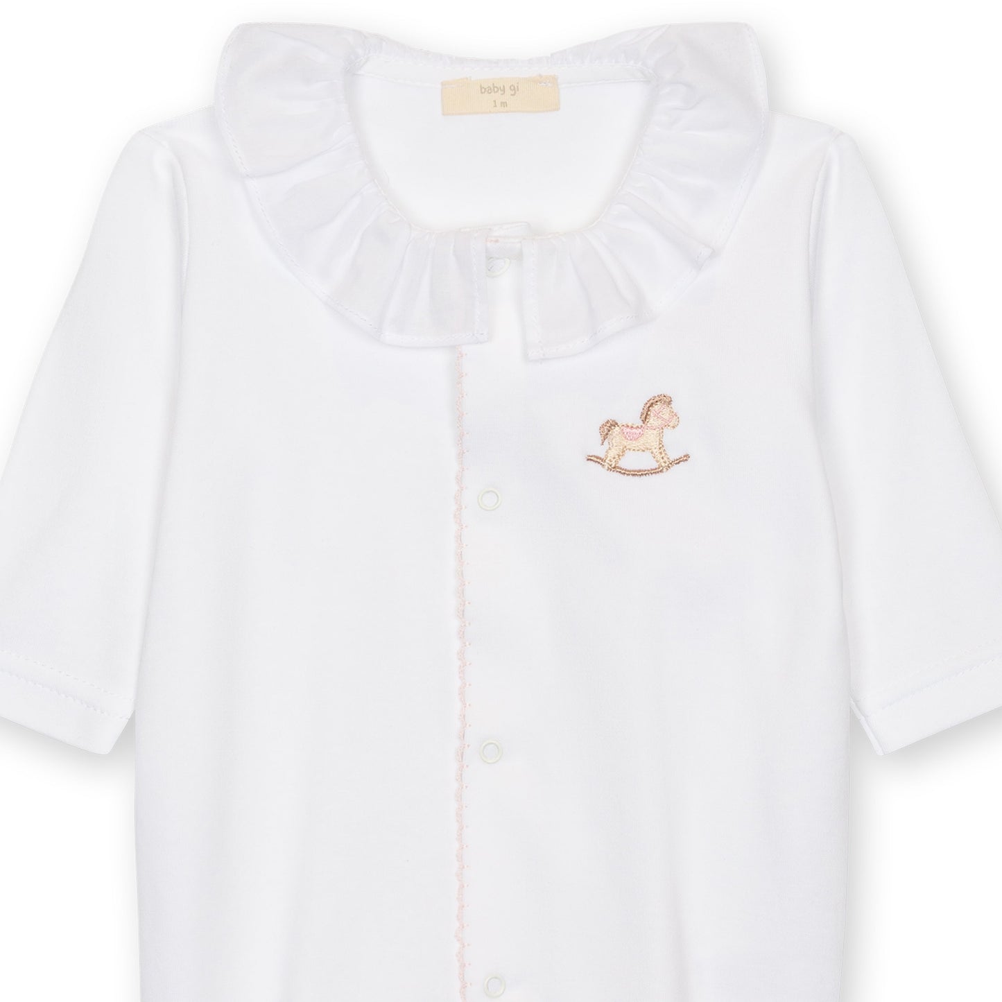 Baby Gi Girls Rocking Horse Babygrow White & Pink RH53GM