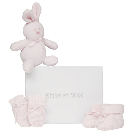 Emile Et Rose Kelsey Pink Knitted Mitt, Boottee & Toy Set 4240PP