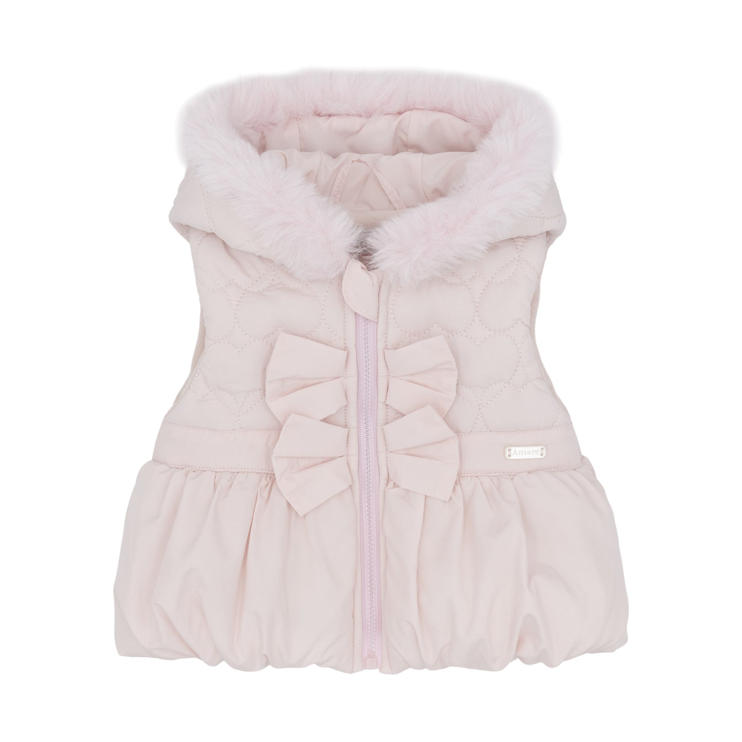 Amore Girls Gilet With Bows Pink AM0111 - front