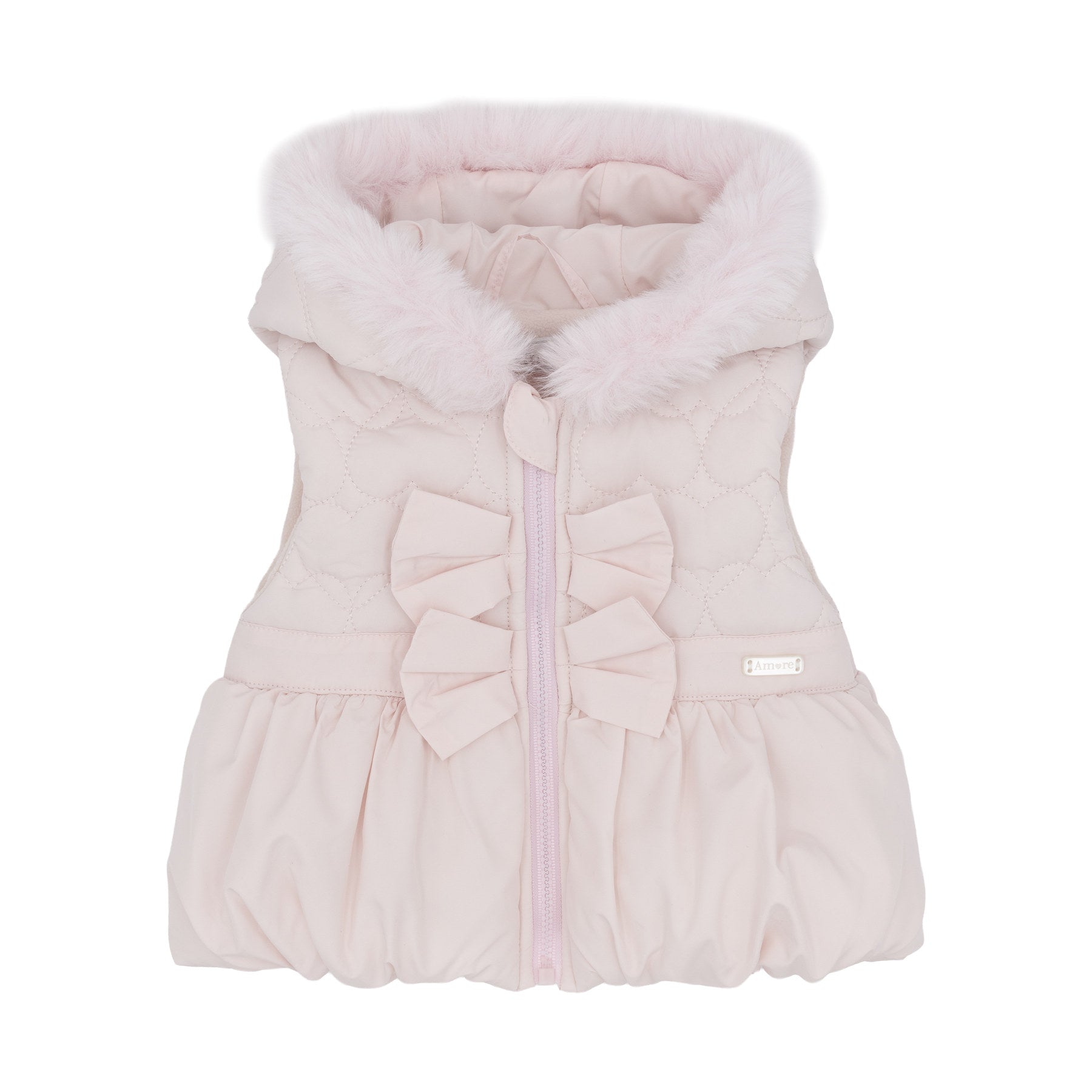 Amore Girls Gilet With Bows Pink AM0111 - front