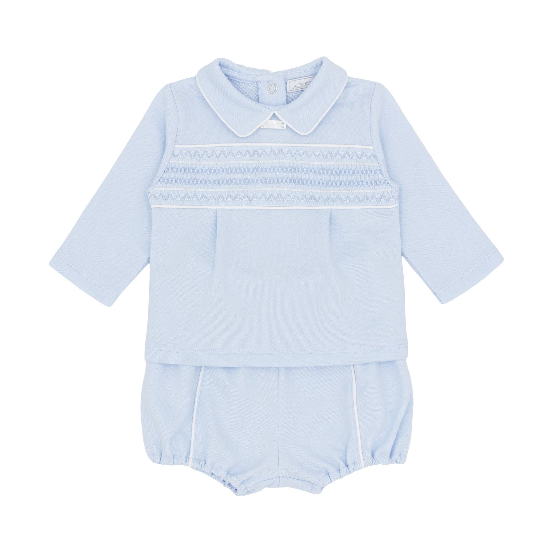 Amore Boys Smocked Jam Pant Set Blue AM0121 - front
