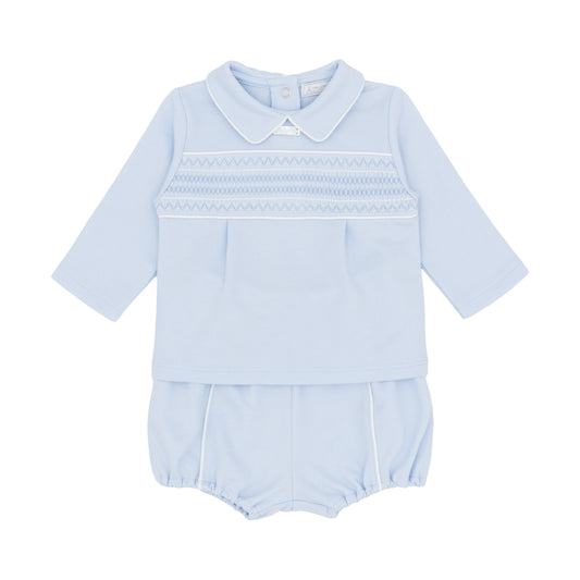 Amore Boys Smocked Jam Pant Set Blue AM0121 - front