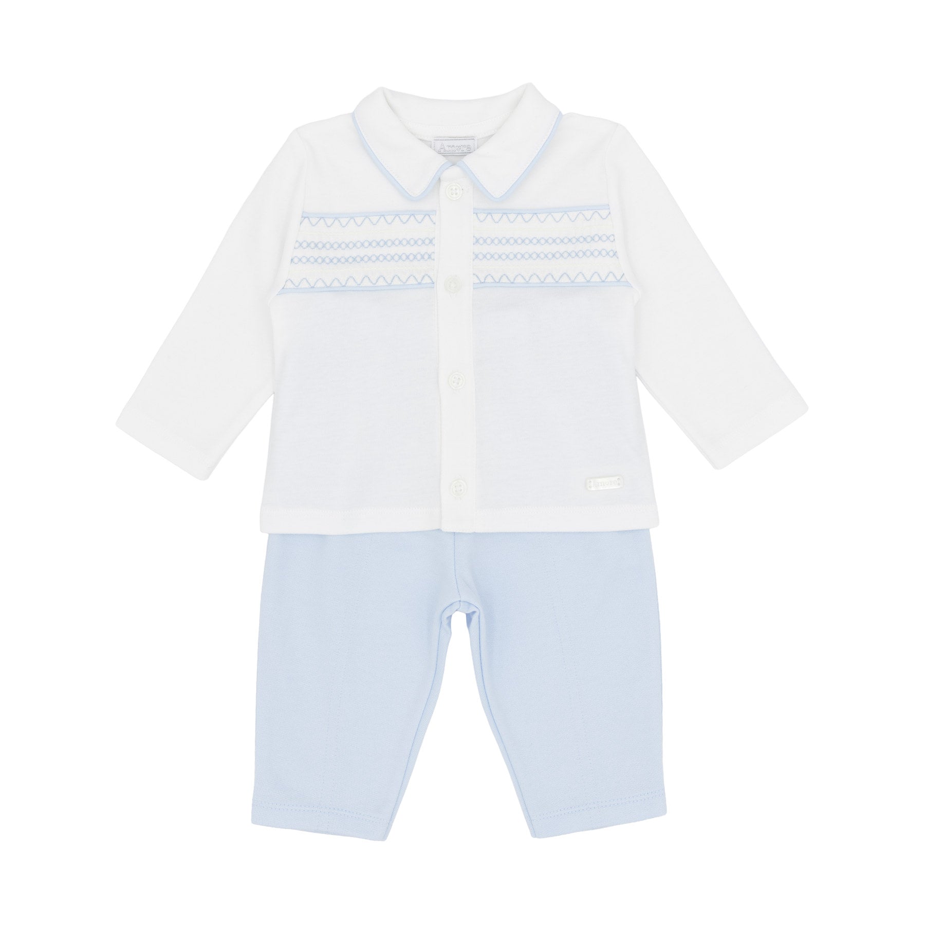 Amore Boys Smocked 2 Piece Set Blue AM0122 - front