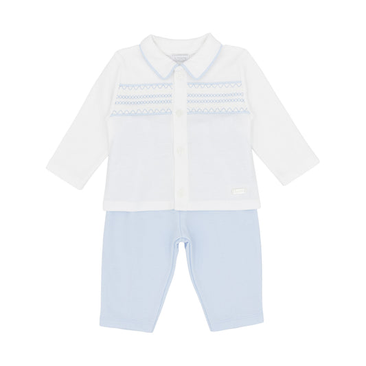 Amore Boys Smocked 2 Piece Set Blue AM0122 - front