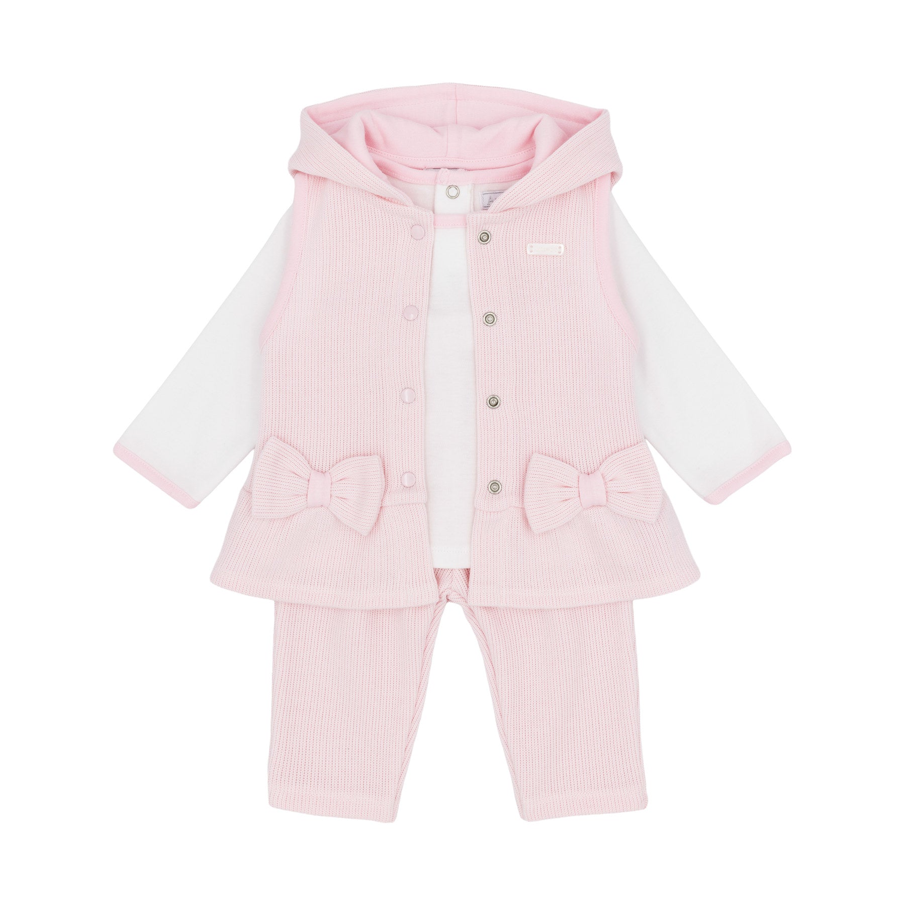 Amore Girls Knitted 3 Piece Set Pink AM0124 - front