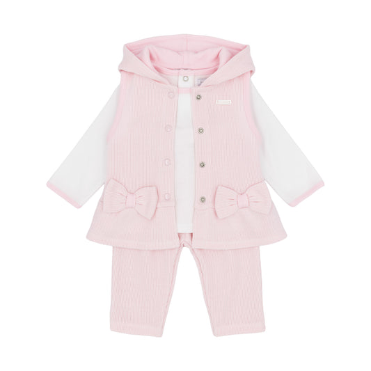 Amore Girls Knitted 3 Piece Set Pink AM0124 - front