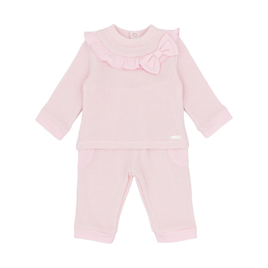 Amore Girls Knitted Jog Set Pink AM0126 - front