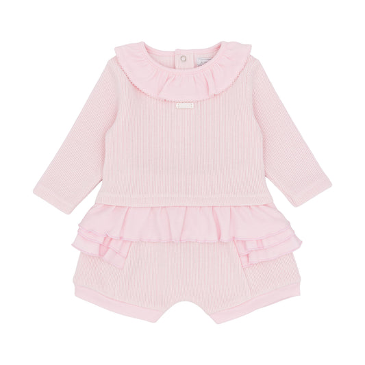 Amore Girls Knitted Jam Pant Set Pink AM0128 - front