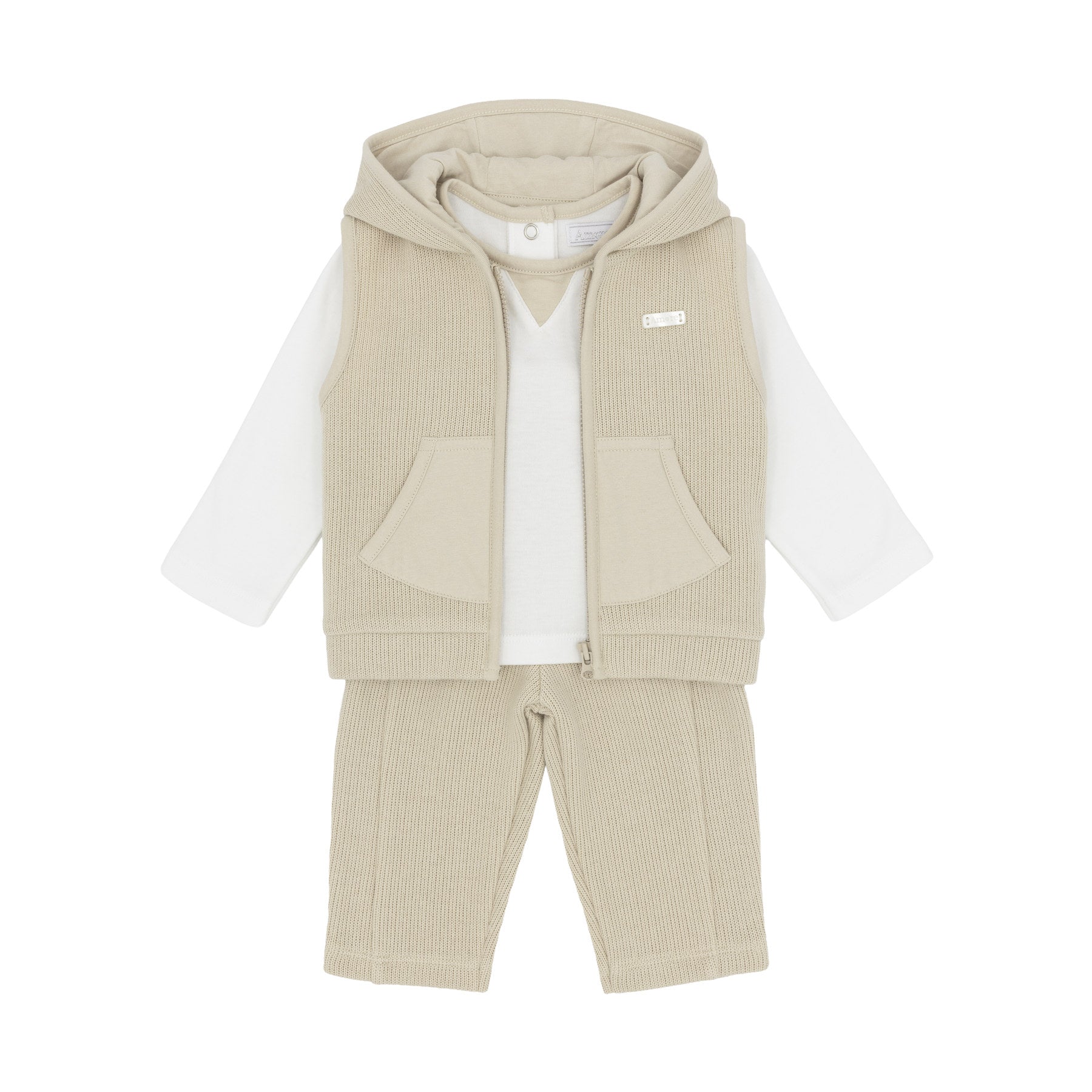 Amore Boys Knitted 3 Piece Gilet Set Beige AM0129 - front