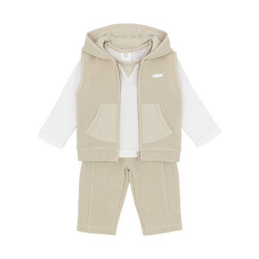 Amore Boys Knitted 3 Piece Gilet Set Beige AM0129 - front