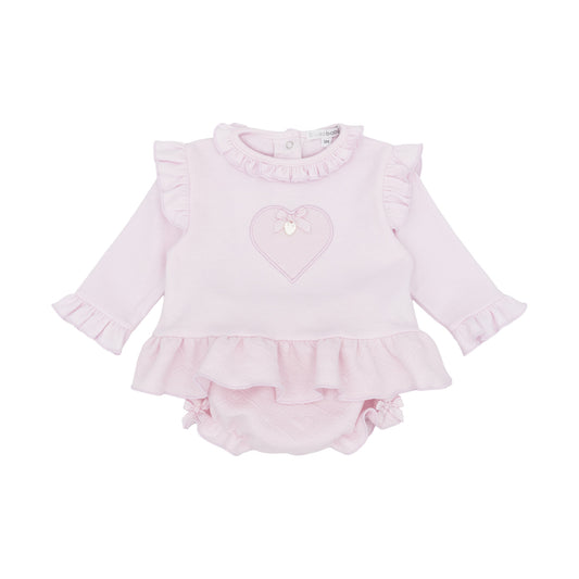 Blues Baby Girls Pink Velour Jam Pant Set BB3180 - front