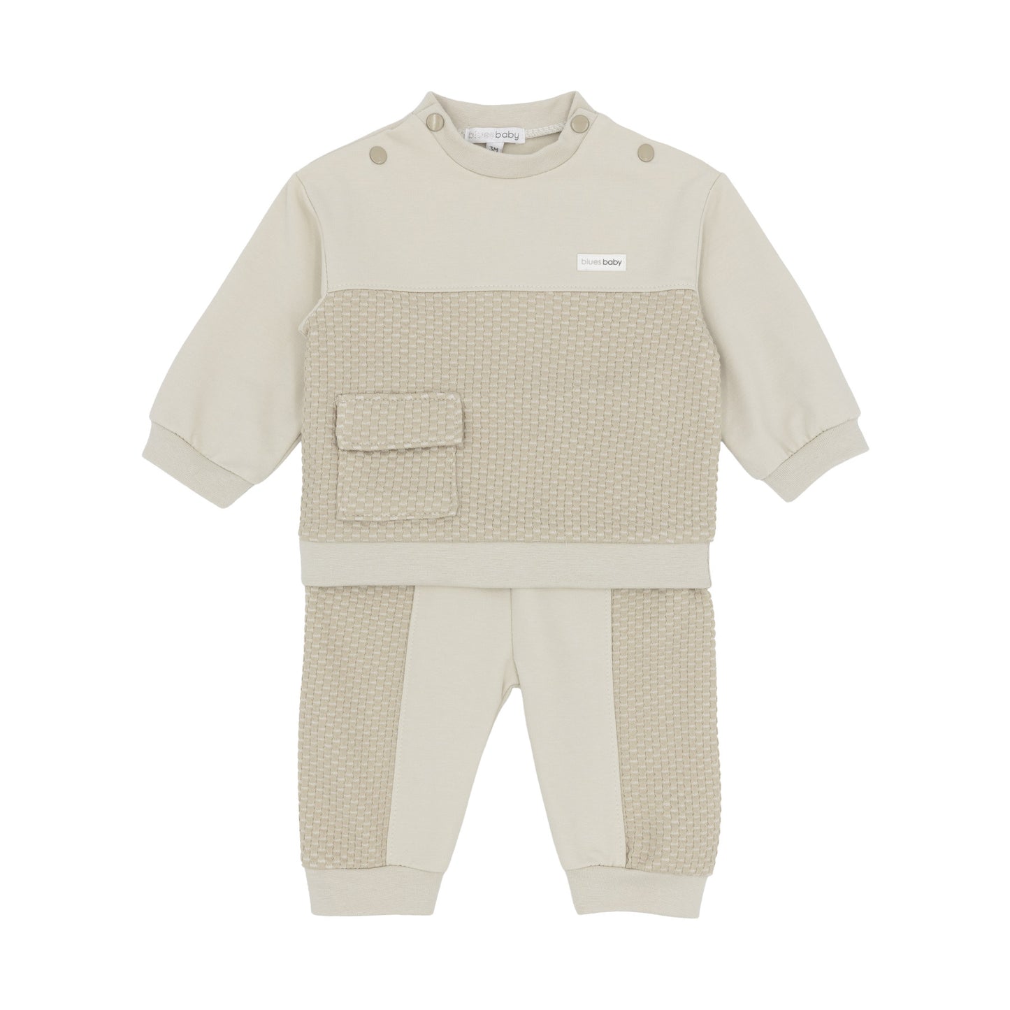 Blues Baby Boys Beige Jog Set BB3224 - front