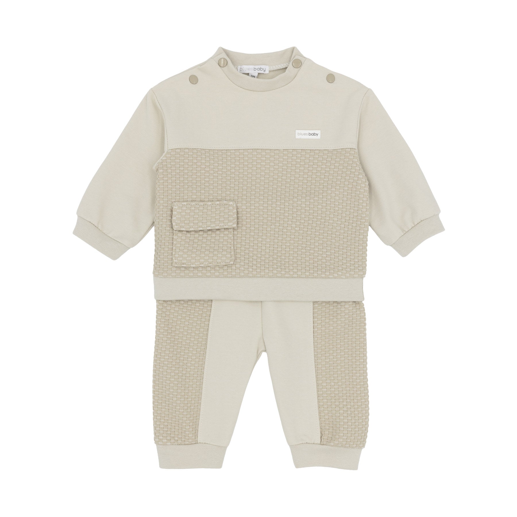 Blues Baby Boys Beige Jog Set BB3224 - front