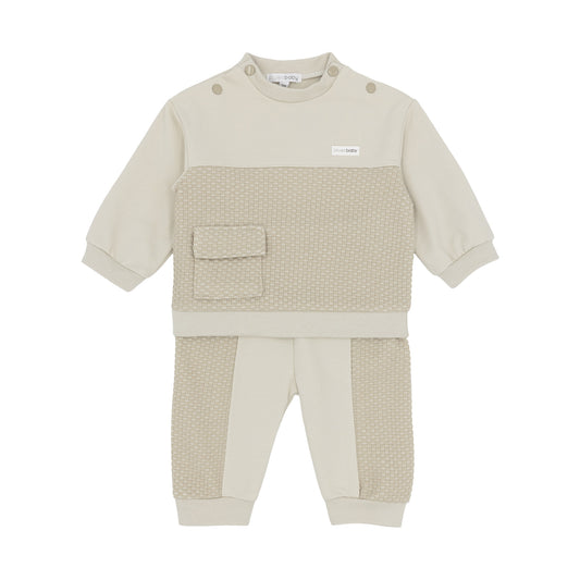 Blues Baby Boys Beige Jog Set BB3224 - front