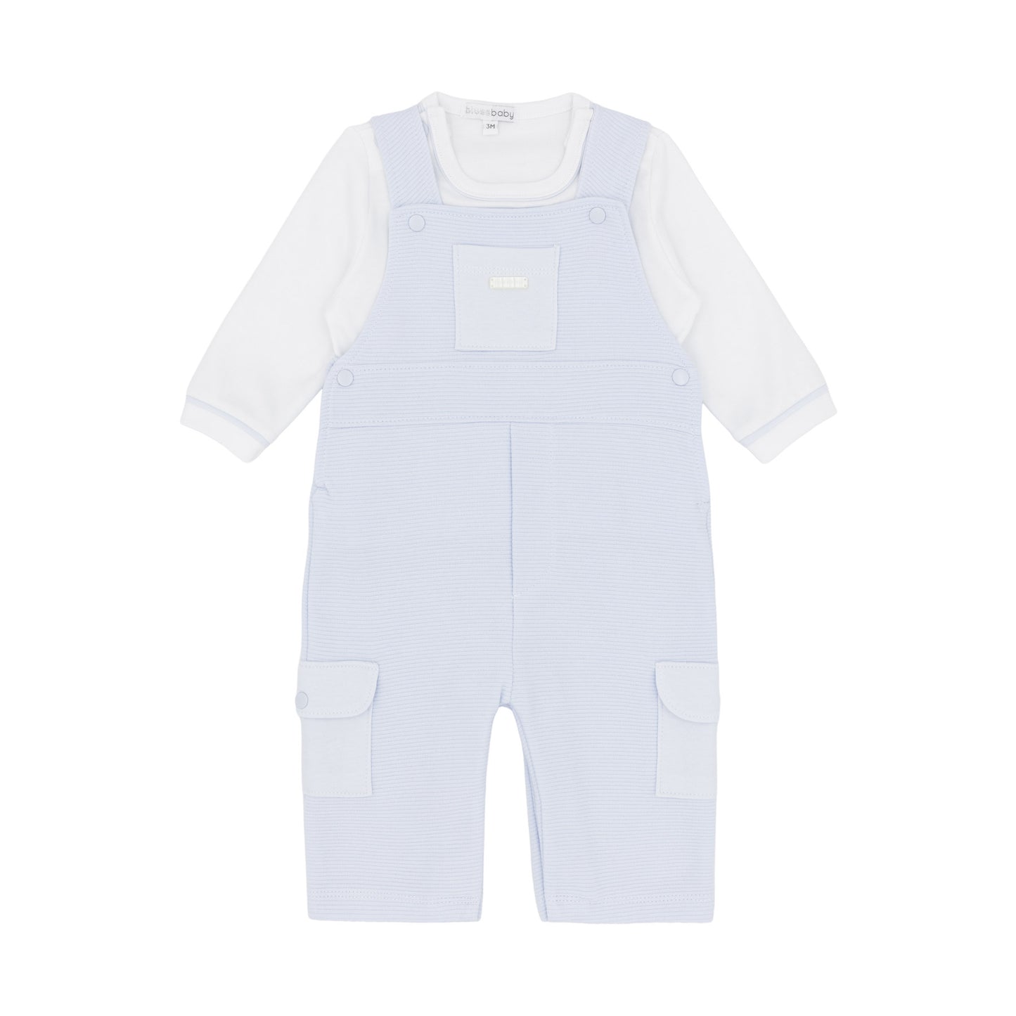 Blues Baby Boys Blue Dungaree Set BB3228 - front