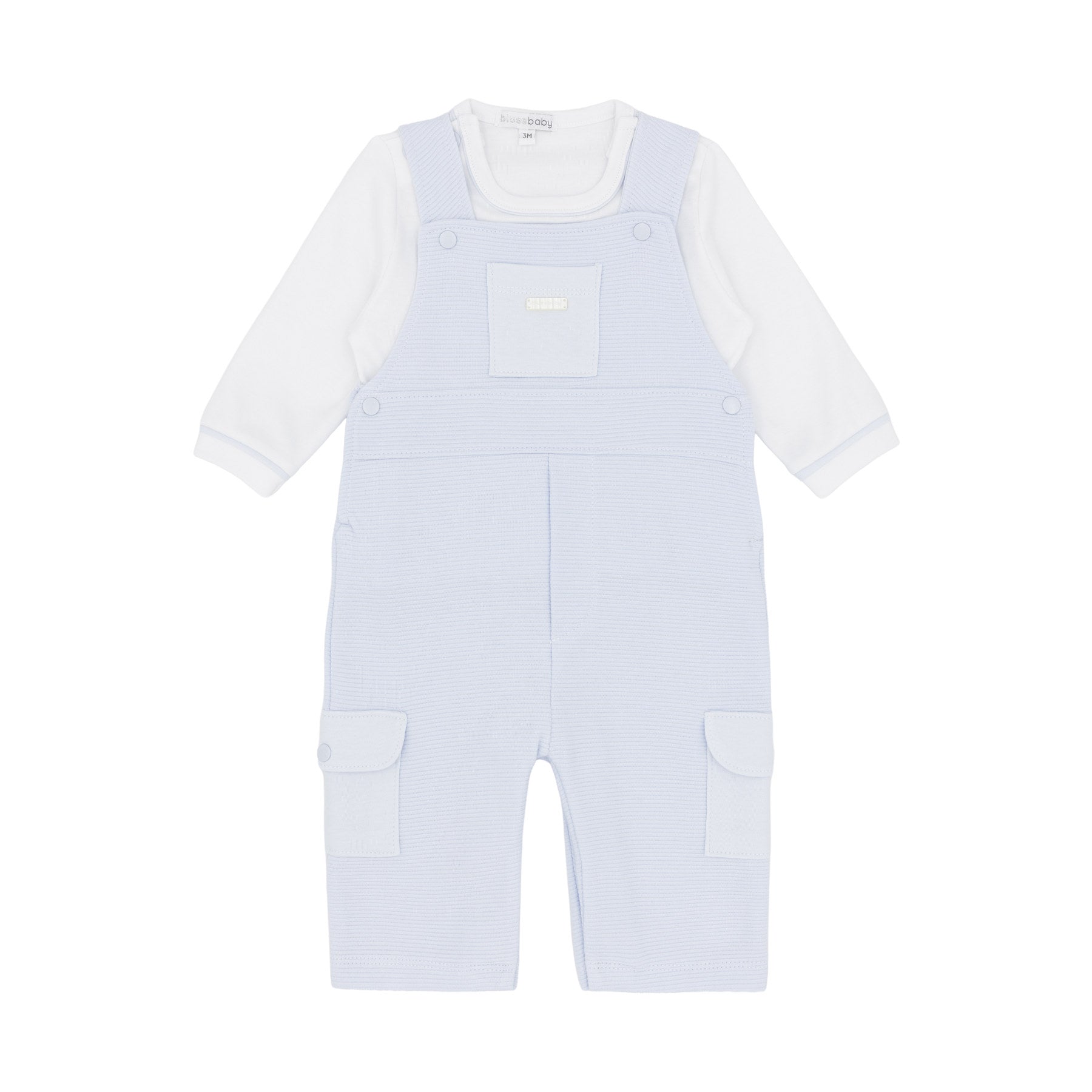 Blues Baby Boys Blue Dungaree Set BB3228 - front