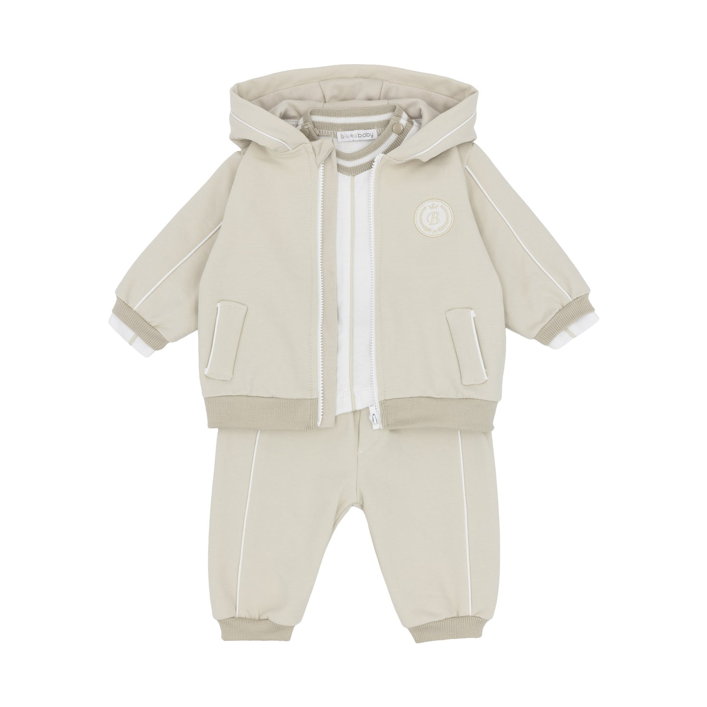 Blues Baby Boys Beige 3 Piece Track Suit BB3242A - front